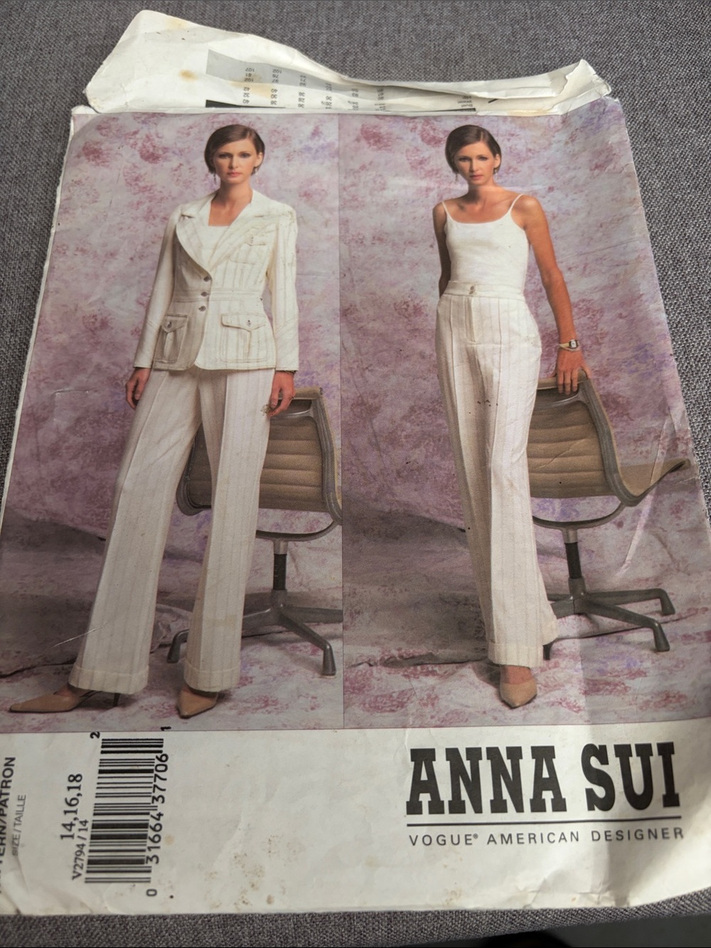 Anna Sui Cream Pinstripe Wide-Leg Trousers & Jacket Look